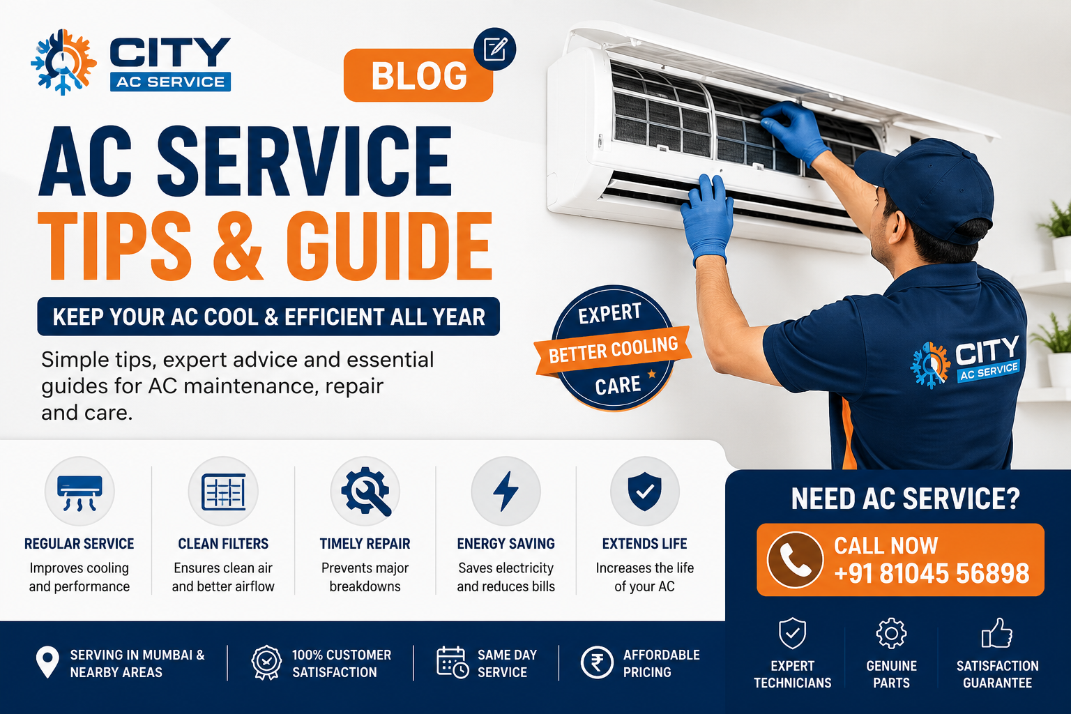 Regular AC service se bijli ka bill kam hota hai aur room tezi se thanda hota hai. Iske sath hi, AC ki life lambi hoti hai aur baar-baar repair ki tension nahi rehti.
